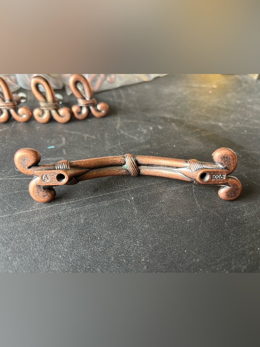 Brushed/antiqued copper drawer pulls & knobs - Picture 3 of 8